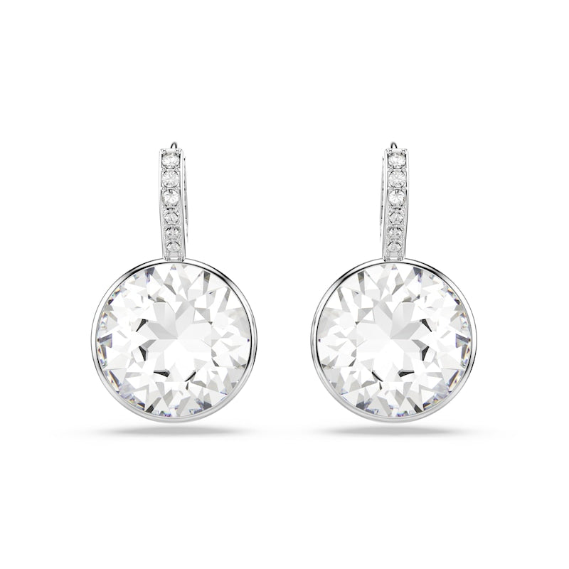 Swarovski Millenia Silver Tone & Crystal Bezel Set Drop Earrings