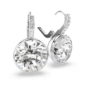 Swarovski Millenia Silver Tone & Crystal Bezel Set Drop Earrings