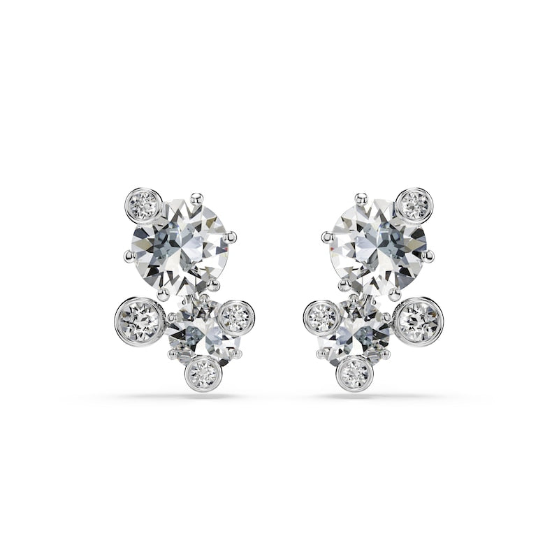 Swarovski Constella Silver Tone & Zirconia Stud Earrings
