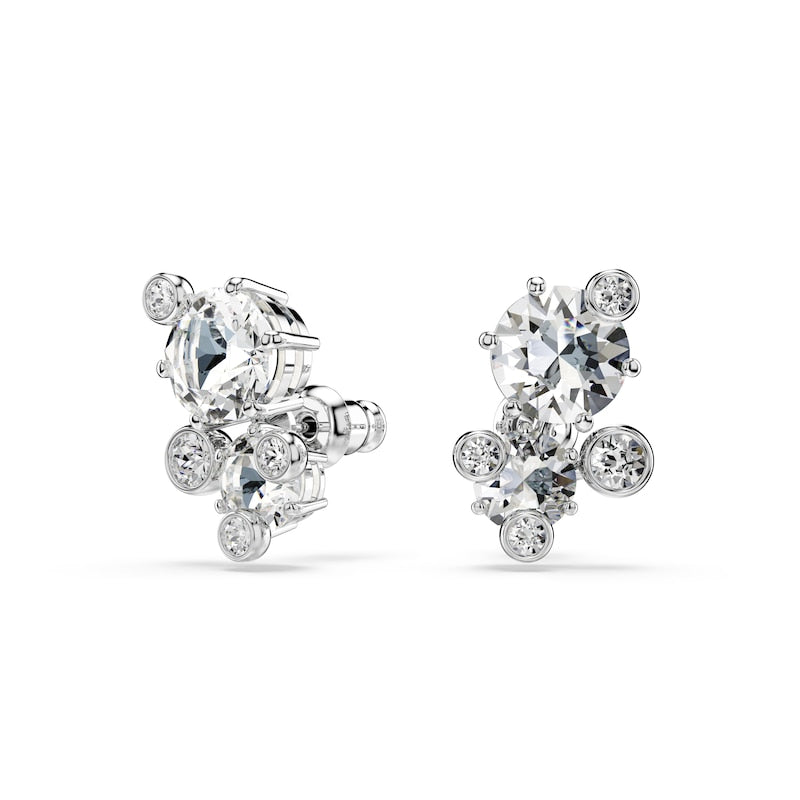 Swarovski Constella Silver Tone & Zirconia Stud Earrings
