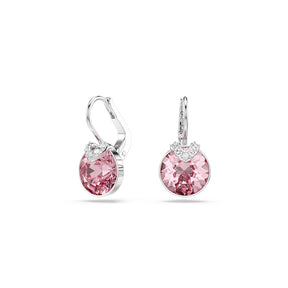 Swarovski Bella Silver Tone & Pink Crystal V Drop Earrings
