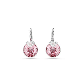 Swarovski Bella Silver Tone & Pink Crystal V Drop Earrings