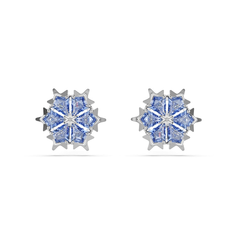 Swarovski Magic Silver Tone & Blue Zirconia Snowflake Stud Earrings