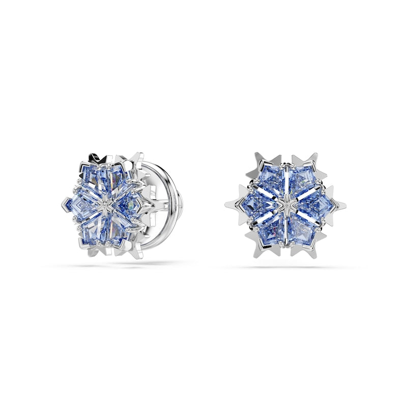 Swarovski Magic Silver Tone & Blue Zirconia Snowflake Stud Earrings
