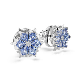 Swarovski Magic Silver Tone & Blue Zirconia Snowflake Stud Earrings