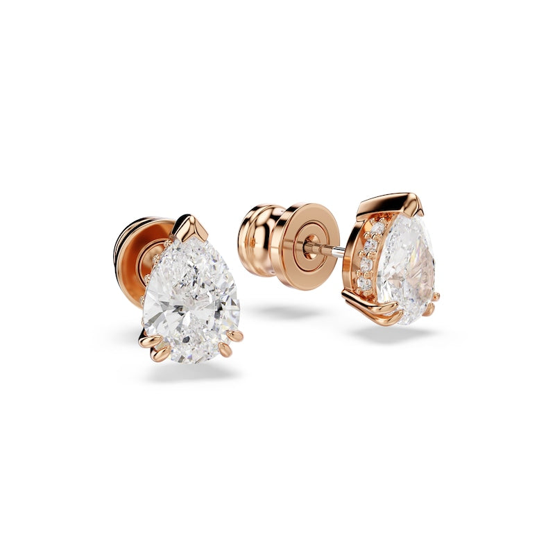 Swarovski Stilla Rose Gold Tone Zirconia Pear Shaped Stud Earrings
