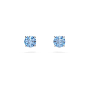 Swarovski Stilla Attract Silver Tone Blue Zirconia Round Stud Earrings