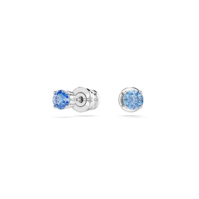 Swarovski Stilla Attract Silver Tone Blue Zirconia Round Stud Earrings