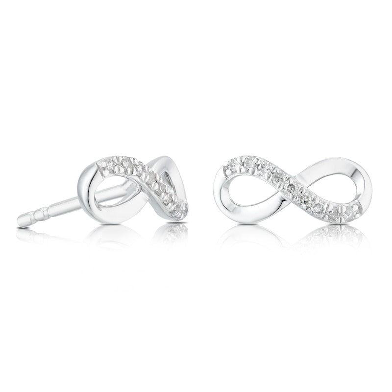 Sterling Silver Diamond Infinity Stud Earrings