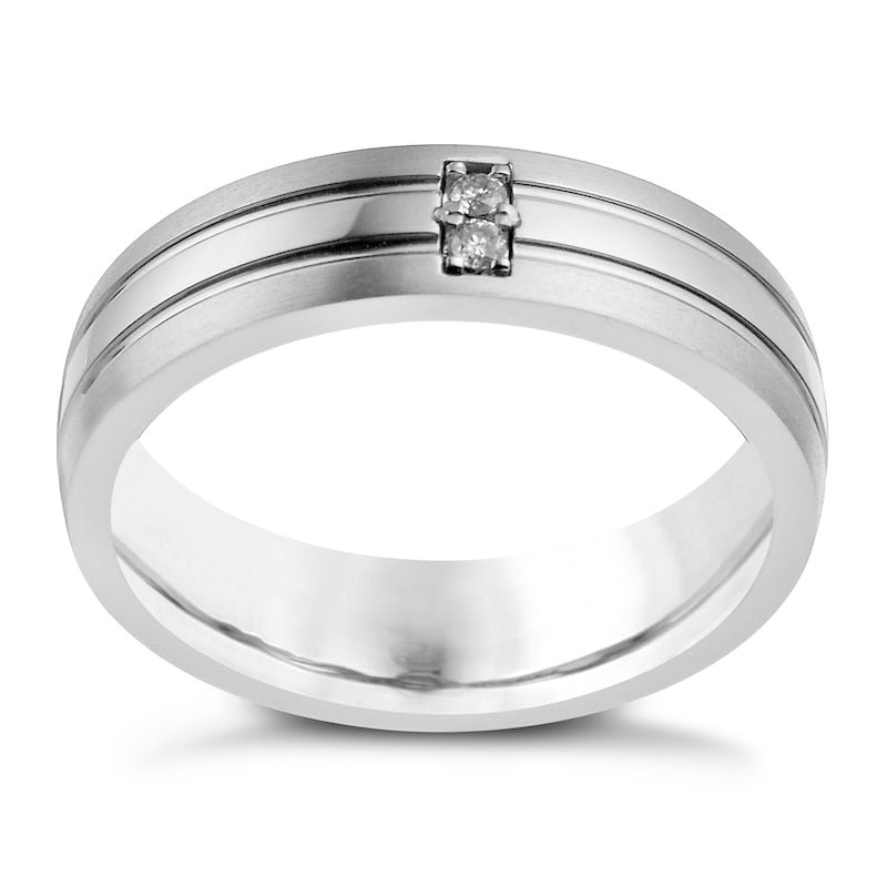 Engagement Ring Titanium Matte & Polished Stone Set Diamond Ring