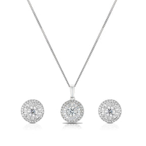 9ct White Gold 1ct Total Diamond Jewellery Gift Set