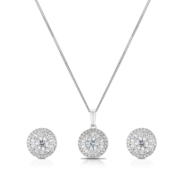 9ct White Gold 1ct Total Diamond Jewellery Gift Set