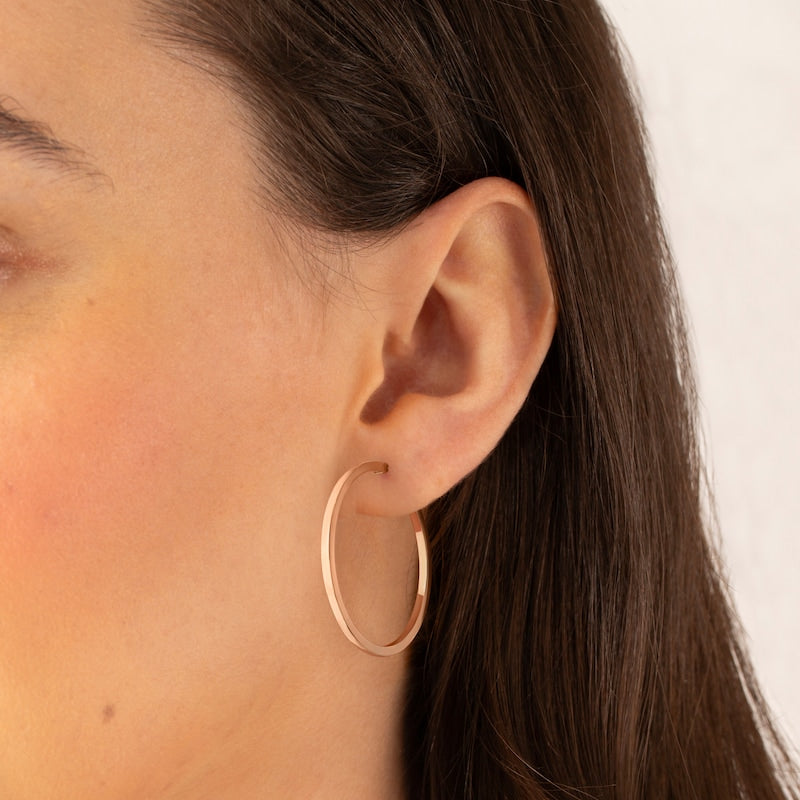 9ct Yellow Gold 30mm Squared Hoop Earrings