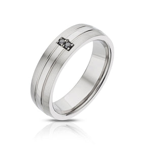 Titanium Treated Black Diamond Men's Ring
