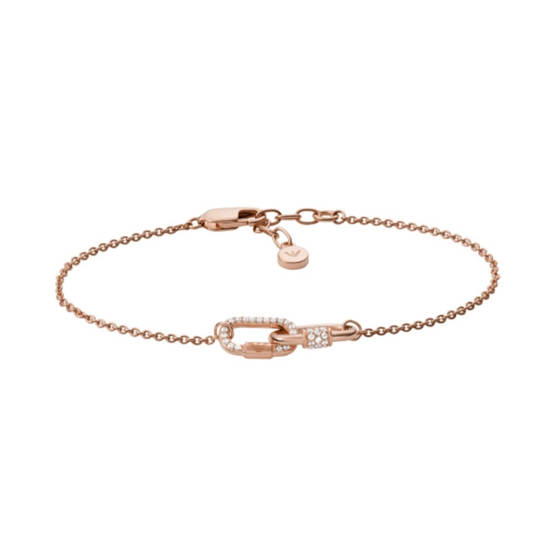 Emporio Armani Rose Gold Tone 7" Cubic Zirconia Bracelet
