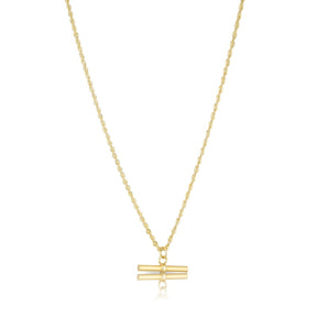 9ct Yellow Gold Rope Chain T-Bar Necklace