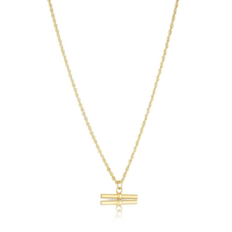 9ct Yellow Gold Rope Chain T-Bar Necklace
