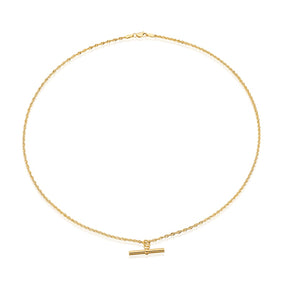 9ct Yellow Gold Rope Chain T-Bar Necklace