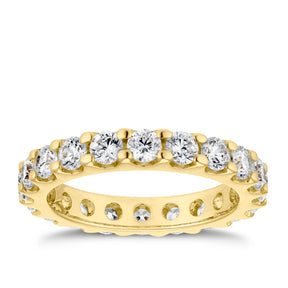 18ct Yellow Gold Round Cut & Claw Set Eternity 2ct Diamond Ring