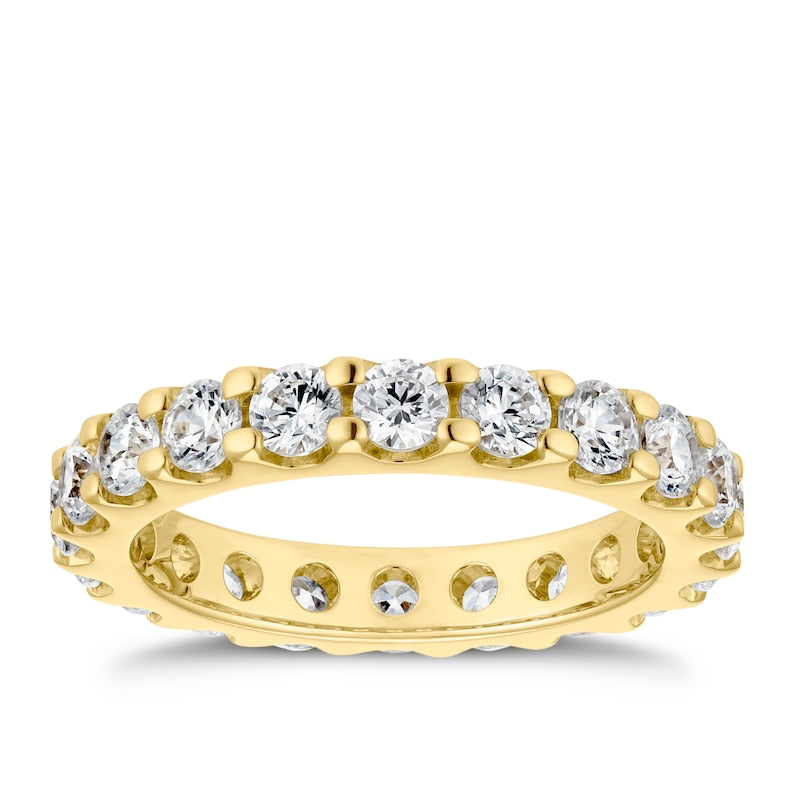 18ct Yellow Gold Round Cut & Claw Set Eternity 2ct Diamond Ring