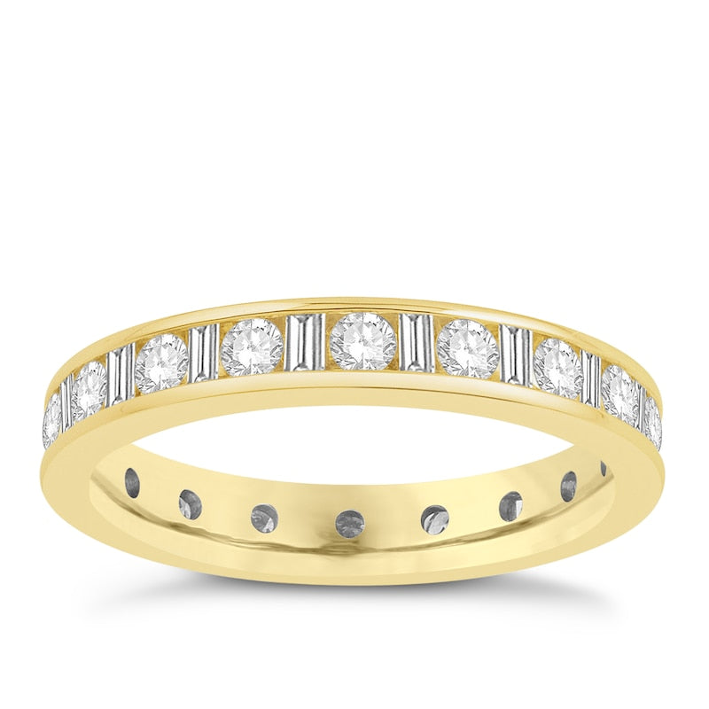18ct Yellow Gold Multi Shape Full Eternity 1ct Diamond Ring