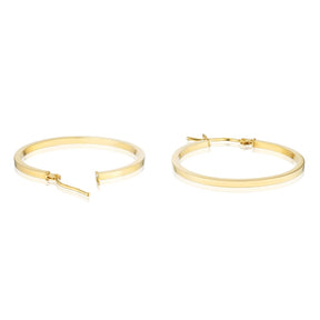 9ct Yellow Gold 25mm Square Tube Hoop Earrings