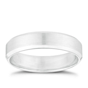 9ct White Gold 5mm Matte & Polished Band