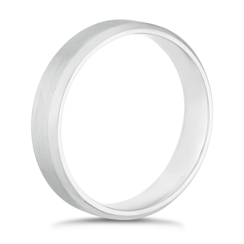 9ct White Gold 5mm Matte & Polished Band