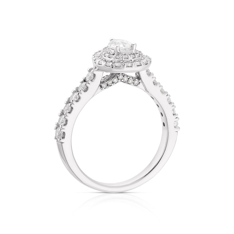 Engagement Ring 18ct White Gold Pear Cut Halo 1ct Diamond Ring