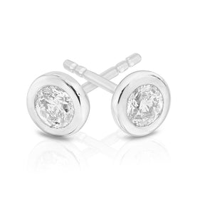 9ct White Gold 0.25ct Diamond Rubover Stud Earrings