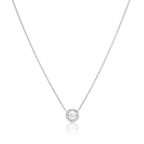 9ct White Gold Diamond Round Pendant