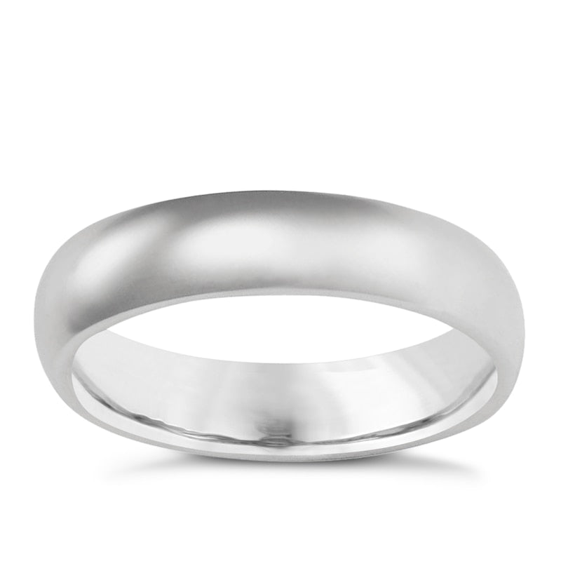 9ct White Gold 5mm Super Heavyweight Court Ring