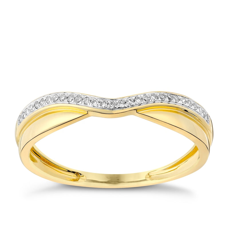 9ct Gold Polished And Shaped Diamond Band