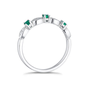 9ct White Gold Emerald & Diamond Vintage Eternity Ring