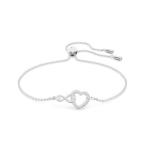 Swarovski Rhodium Plated 7" Crystal Infinity Heart Bracelet