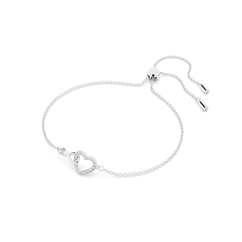 Swarovski Rhodium Plated 7" Crystal Infinity Heart Bracelet