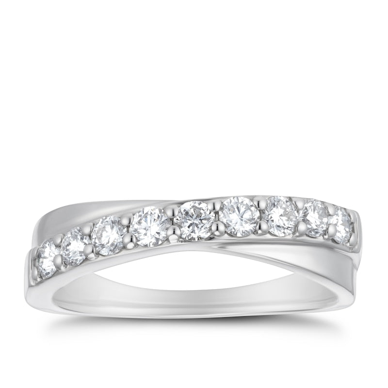Platinum Crossover Eternity 0.50ct Diamond Ring