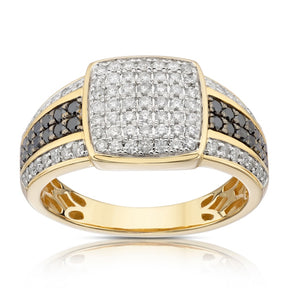 9ct Yellow Gold 0.95ct Treated Diamond Men's Ring