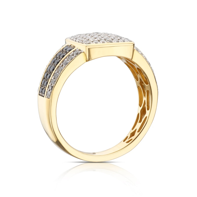 9ct Yellow Gold 0.95ct Treated Diamond Men's Ring