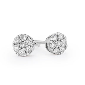 9ct White Gold 0.25ct Total Diamond Cluster Stud Earrings