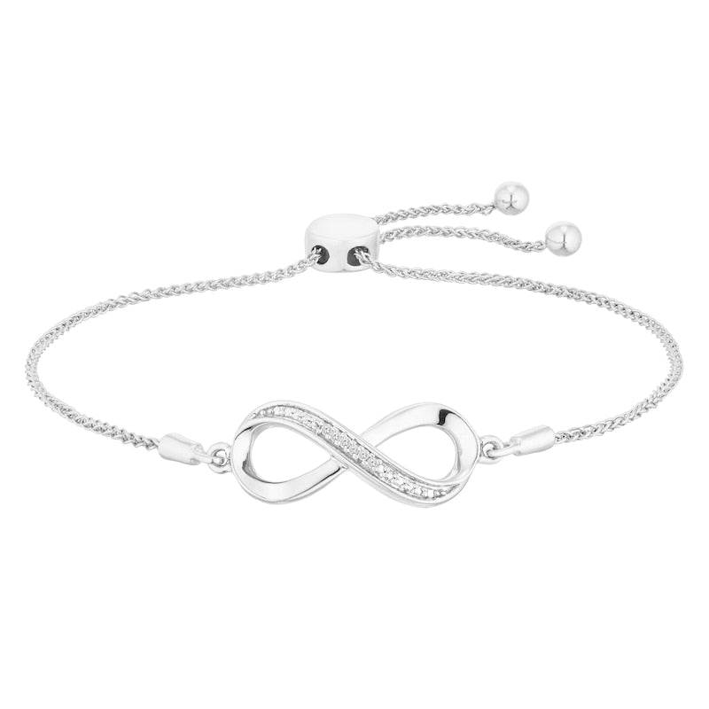 Sterling Silver 7" Diamond Infinity Bolo Bracelet
