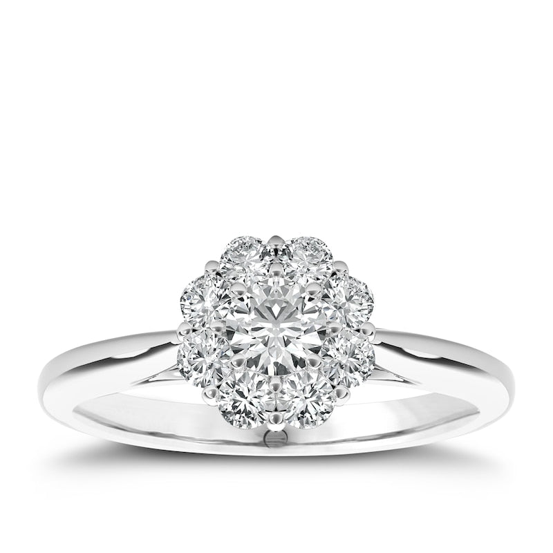 Engagement Ring The Diamond Story Platinum Flower Cluster 0.50ct Diamond Ring