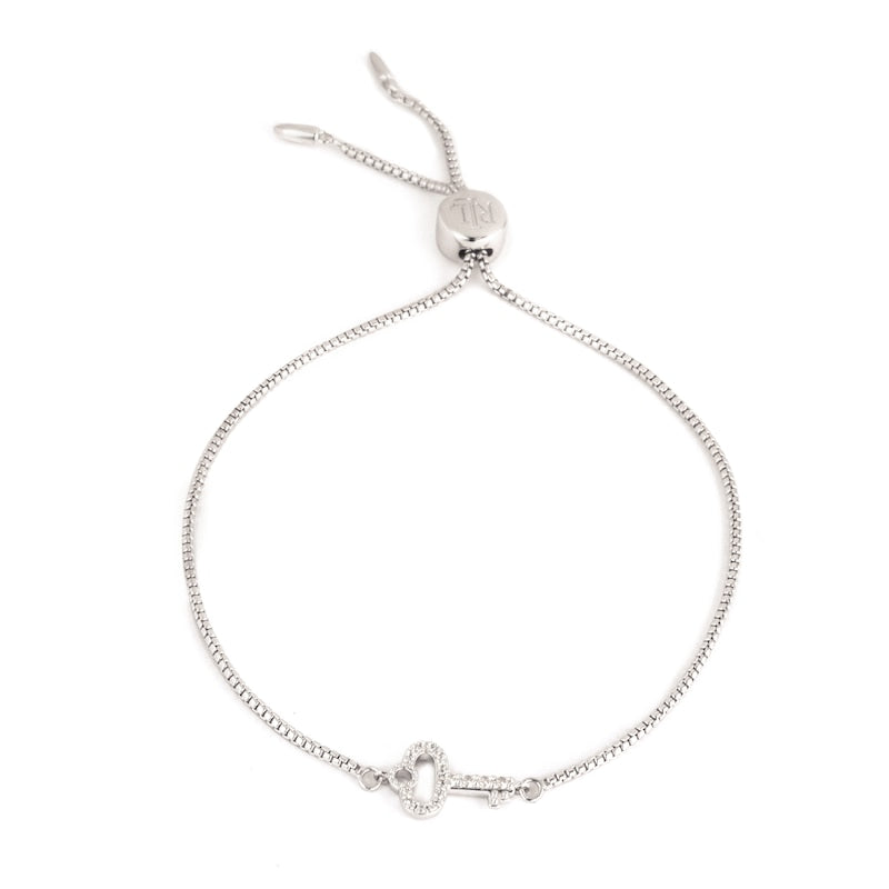 Lauren Ralph Lauren Sterling Silver 7" Cubic Zirconia Key Bracelet