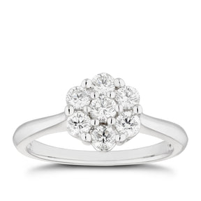 Engagement Ring Platinum Flower Cluster 0.50ct Diamond Ring