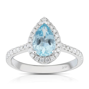 Le Vian 14ct White Gold Aquamarine & 0.29ct Diamond Ring