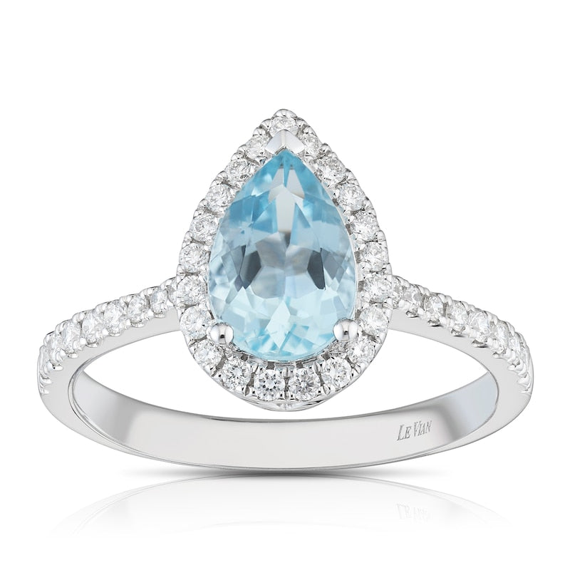 Le Vian 14ct White Gold Aquamarine & 0.29ct Diamond Ring