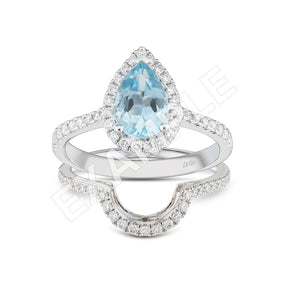 Le Vian 14ct White Gold Aquamarine & 0.29ct Diamond Ring