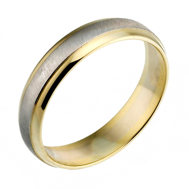 18ct Gold Two Tone 4mm Matte & Polished Court Ring