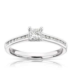 Engagement Ring Platinum Princess Cut Solitaire 0.50ct Diamond Ring