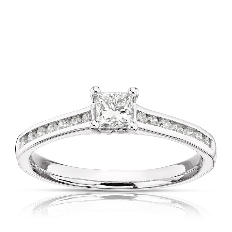 Engagement Ring Platinum Princess Cut Solitaire 0.50ct Diamond Ring